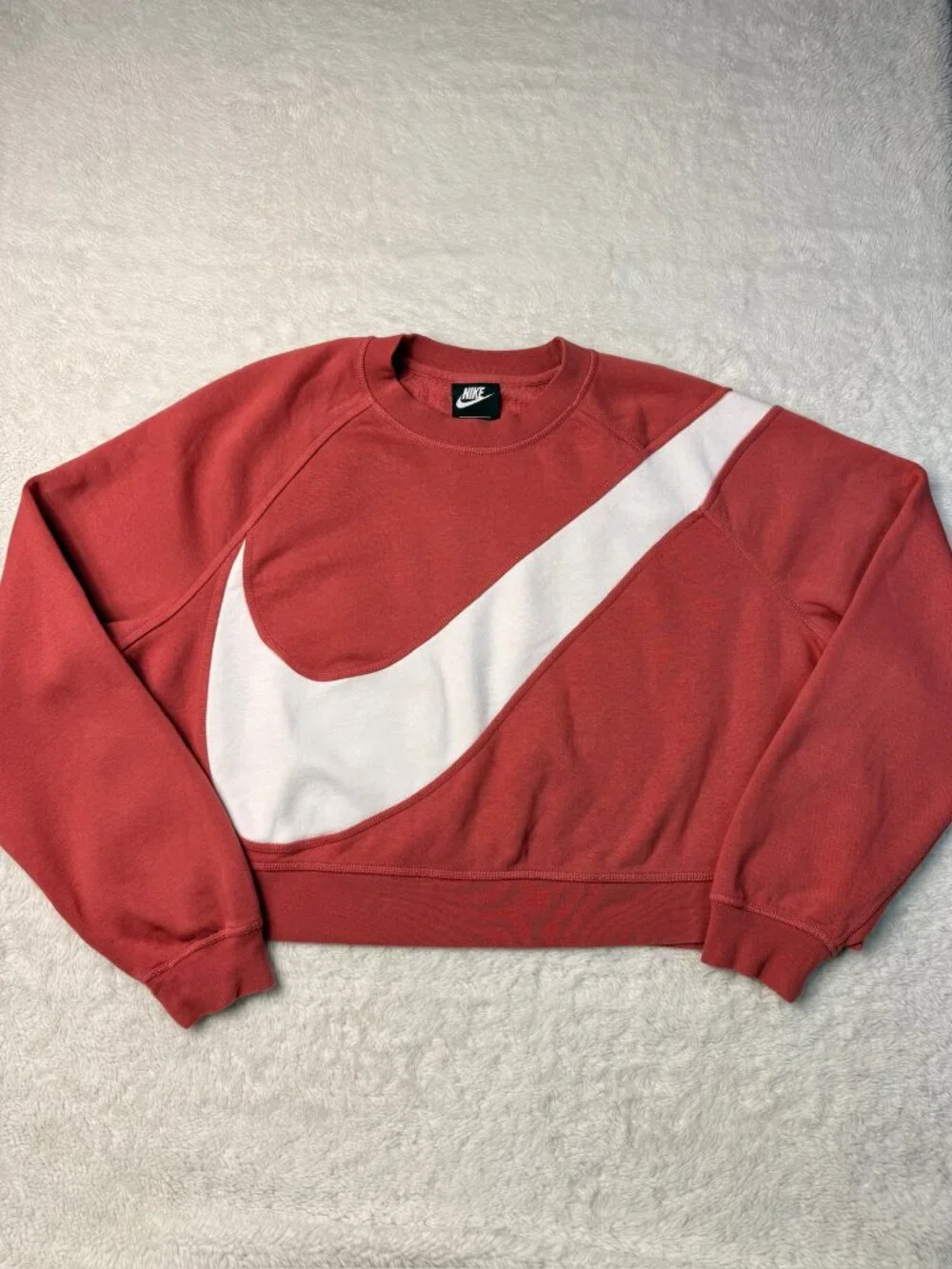 Nike Sportswear Swoosh Fleece Crew Sweatshirt Women's XL Pink Coral